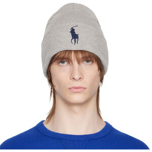 NWT Polo Ralph Lauren Men's BIG PONY Cuff Hat Beanie Skull Ski Gray